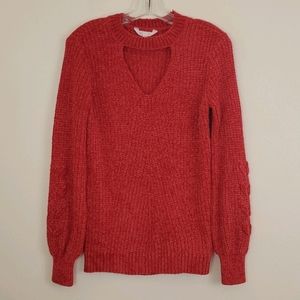 No Boundaries Red Velour Knit Sweater S